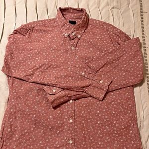 J. Crew Men's Size XL Anchor Pattern Cotton Long Sleeve Button Down Shirt